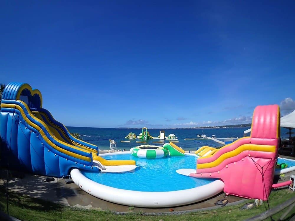Parc aquatique portable commercial avec deux piscines et trois toboggans — WP35
