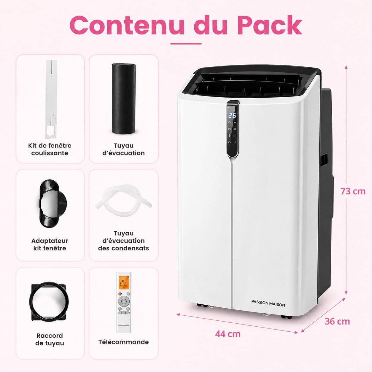 Climatiseur Mobile Réversible 14000 BTU Passion Maison Polar 14 – Wi-Fi, 5-en-1, Chauffage, Déshumidificateur & Kit Fenêtre – Image 3
