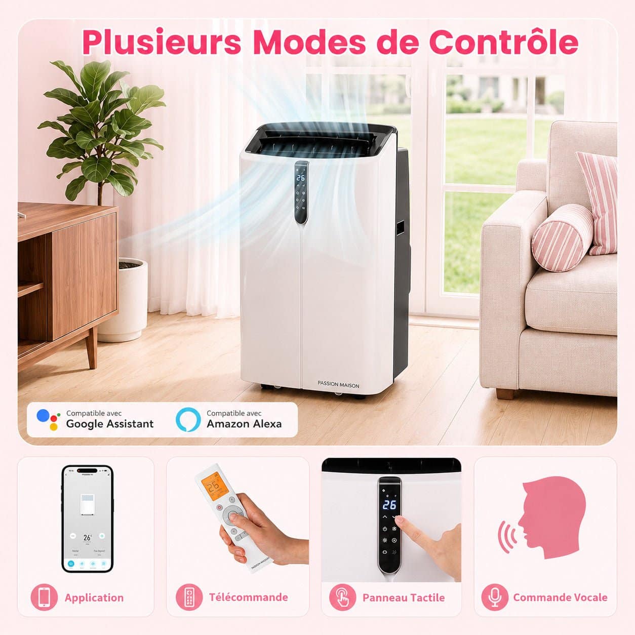 Climatiseur Mobile Réversible 14000 BTU Passion Maison Polar 14 – Wi-Fi, 5-en-1, Chauffage, Déshumidificateur & Kit Fenêtre – Image 6