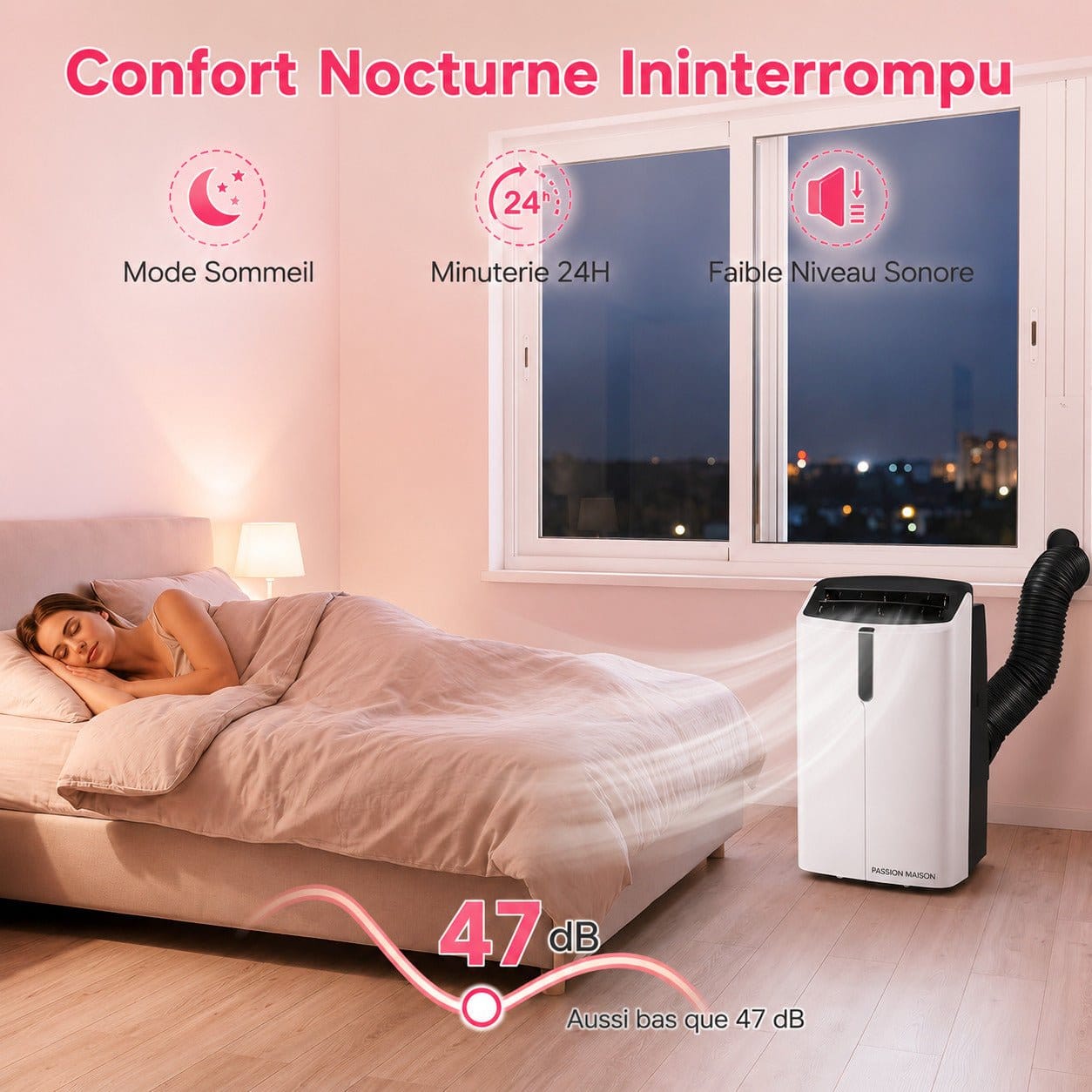 Climatiseur Mobile Réversible 14000 BTU Passion Maison Polar 14 – Wi-Fi, 5-en-1, Chauffage, Déshumidificateur & Kit Fenêtre – Image 8