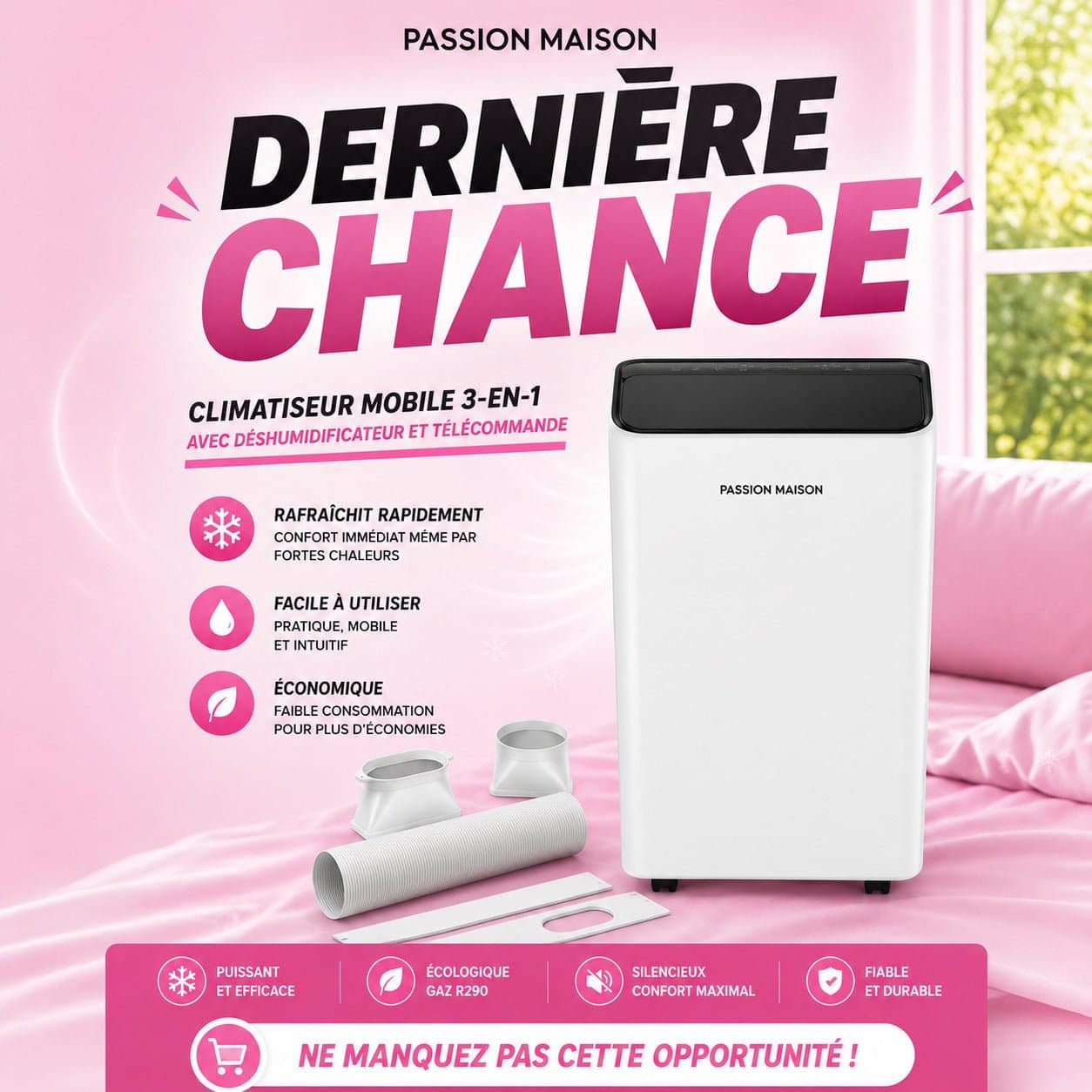 Climatiseur Mobile Réversible 12000 BTU Passion Maison Everest 12 – Chauffage, Climatisation & Déshumidificateur – Image 7