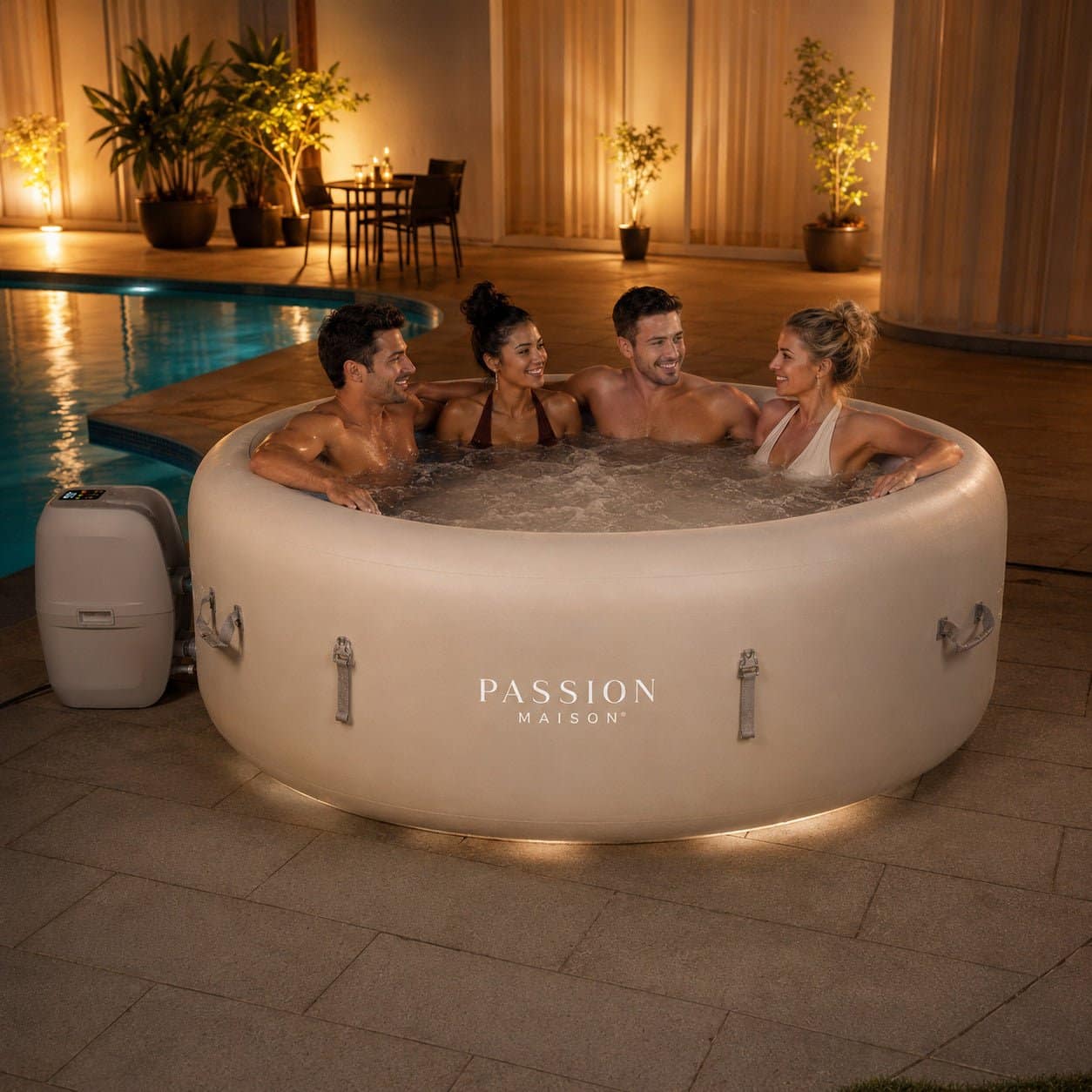 Spa Gonflable 6 Places Passion Maison Monaco – 87 Buses de Massage, Chauffage 40°C & Panneau Tactile – Image 3