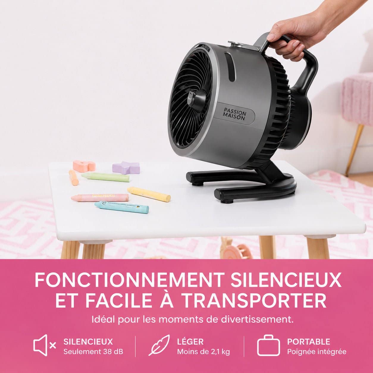 Ventilateur Brumisateur Sans Fil Passion Maison Oasis – Portable, Rechargeable & Jusqu'à 12 h d'autonomie – Image 4