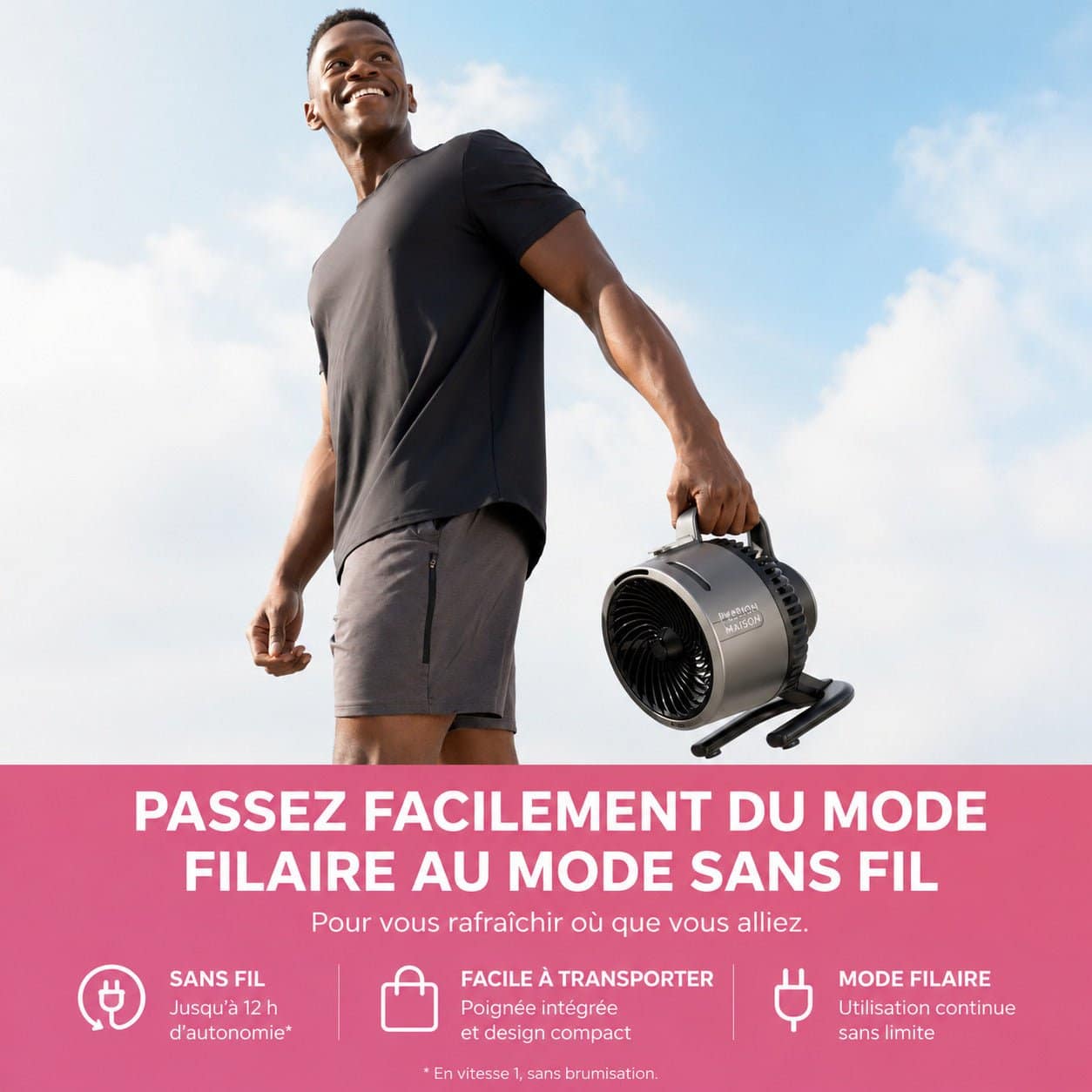 Ventilateur Brumisateur Sans Fil Passion Maison Oasis – Portable, Rechargeable & Jusqu'à 12 h d'autonomie – Image 6