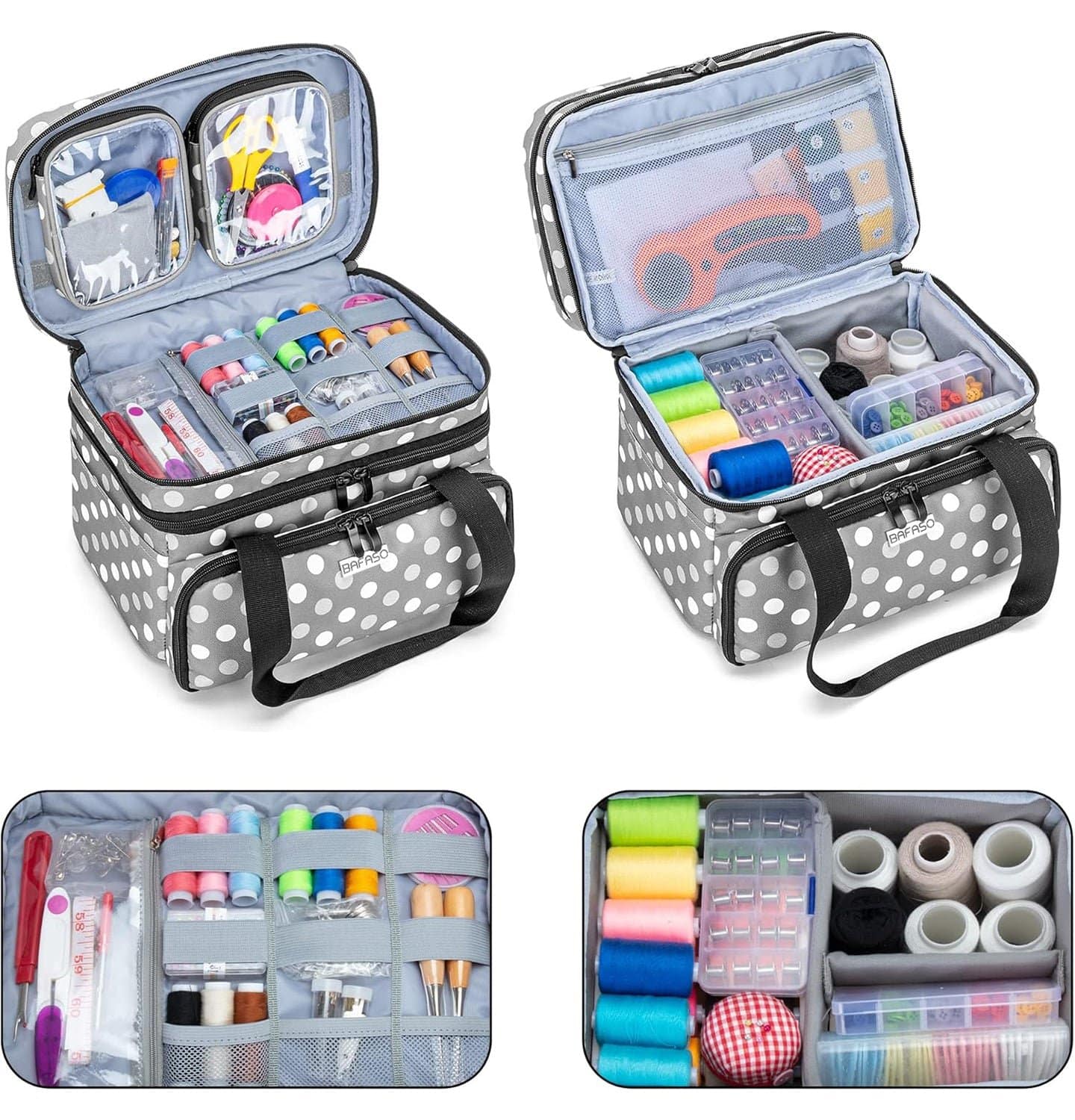 Sac de Rangement Double Couche pour Kit de Couture – Poches & Séparateurs Amovibles – Image 2