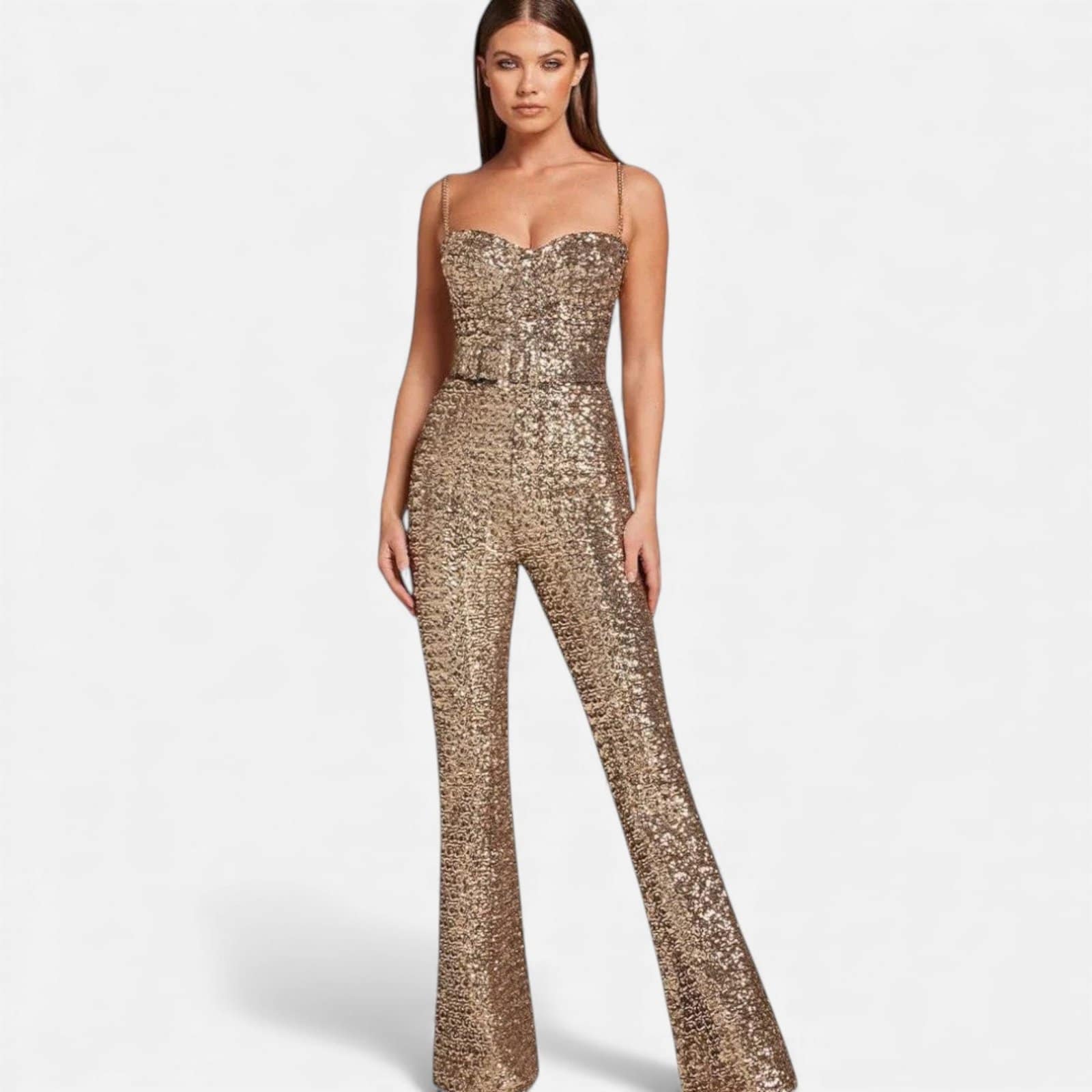 Combinaison femme sequins soirée élégante coupe moderne